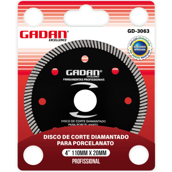 GD-3063 - DISCO DE CORTE 4" DIAMANTADO PARA PORCELANATO CX C/100