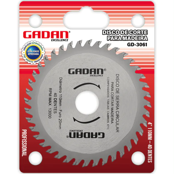 GD-3061 - DISCO DE CORTE 4" 40 DENTES PARA MADEIRA