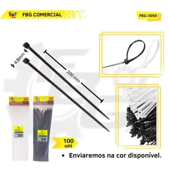 3050 ABRAÇADEIRA DE NYLON 200MMX4.8 C/100